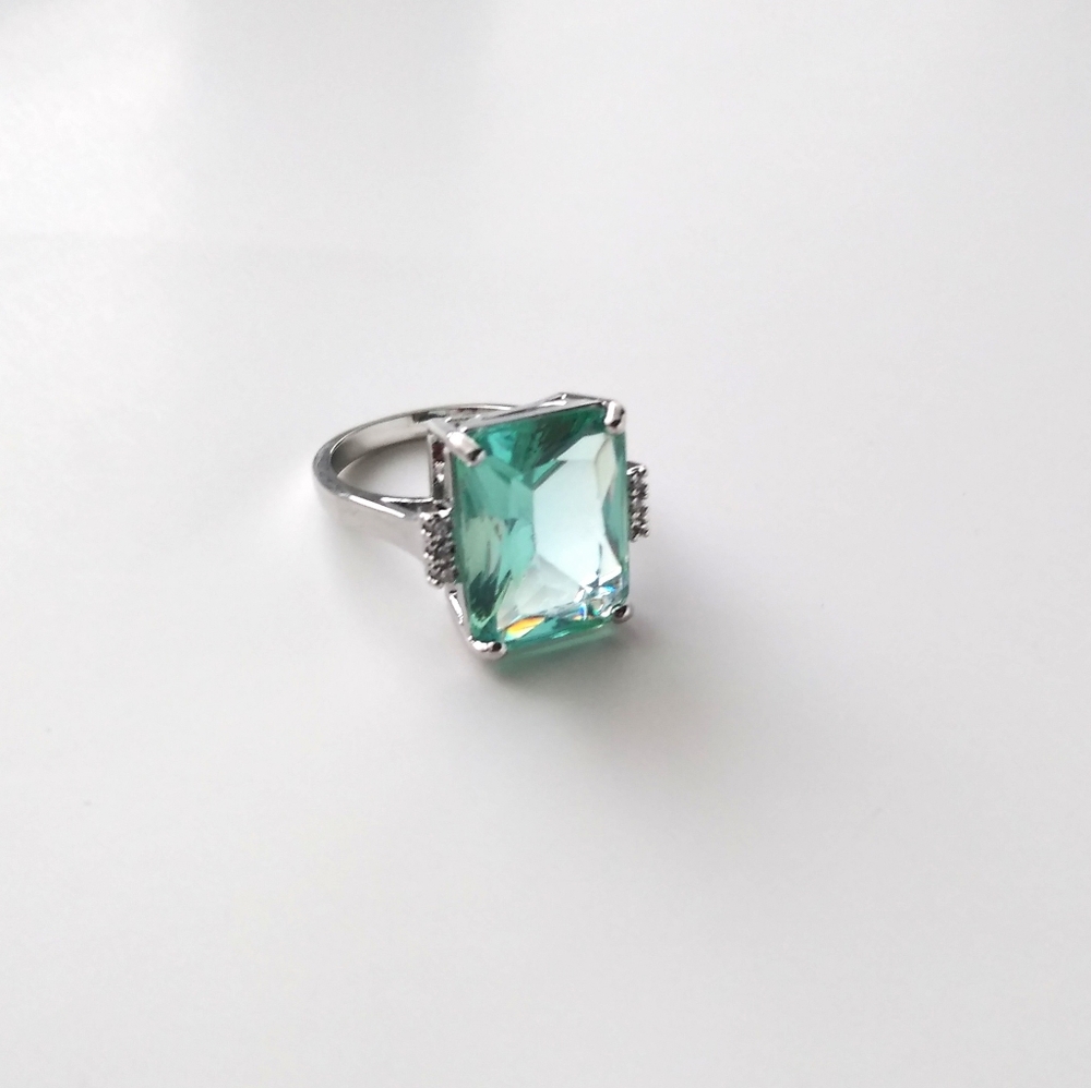 Aquamarine 925 Costume Jewelry Ring  Cocktail Ring